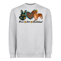 Heather Grey peace love dachshund Heavyweight Sweatshirt - RanaPortraitStore