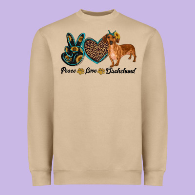 Peace Love Dachshund Heavyweight Sweatshirt Designed By Ranaportraitstore