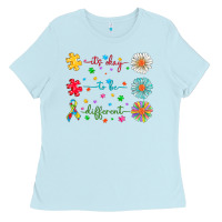 Baby Blue It's Okay To Be Different Ladies Tee - CowhideDigitalArt