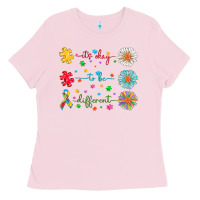 Bubblegum Pink It's Okay To Be Different Ladies Tee - CowhideDigitalArt