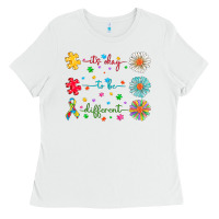 White It's Okay To Be Different Ladies Tee - CowhideDigitalArt
