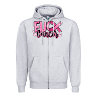 Heather Grey fuck breast cancer Zipper Hoodie - RanaPortraitStore