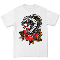 White the king cobra snake and rose Premium Tee - artisFamous