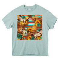 Arona Western Horse Sunflowers Gemstone Seamless Pattern Heavy Core Tee - FaDigitalArtStudio