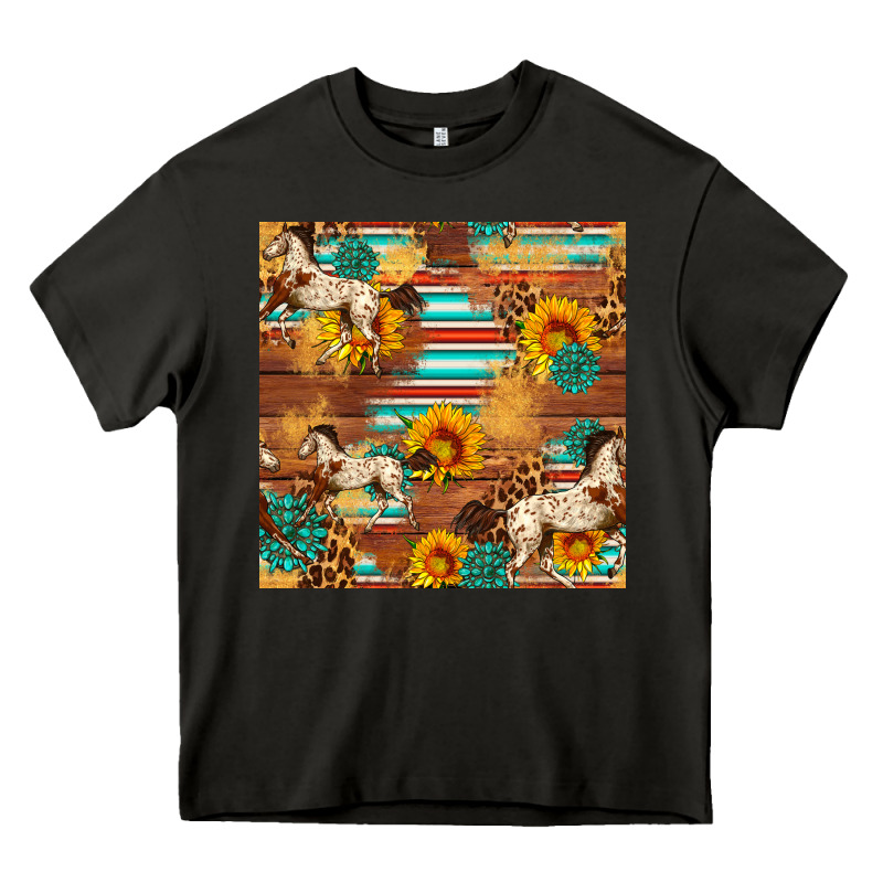 Western Horse Sunflowers Gemstone Seamless Pattern Heavy Core Tee by FaDigitalArtStudio | Teevron