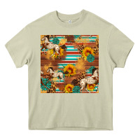 Mossy Western Horse Sunflowers Gemstone Seamless Pattern Heavy Core Tee - FaDigitalArtStudio