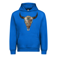 Cobalt Leopard Bull Skull Urban Hoodie - Jasminsmagicworld