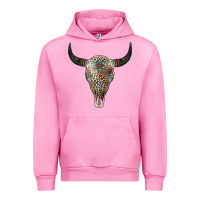 Fuchsia Pink Leopard Bull Skull Urban Hoodie - Jasminsmagicworld