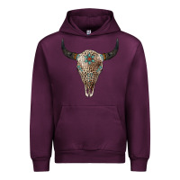 Mauve Wine Leopard Bull Skull Urban Hoodie - Jasminsmagicworld