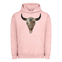 Pigment Salmon Leopard Bull Skull Urban Hoodie - Jasminsmagicworld
