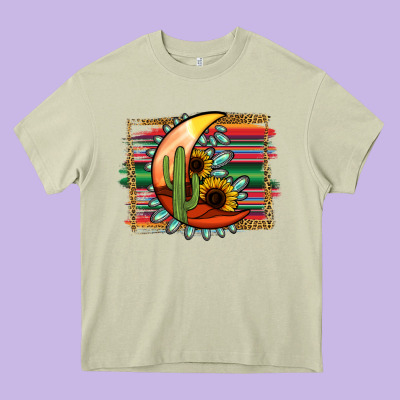 Desert Moon With Serape Background Heavy Core Tee Designed By Jasminsmagicworld