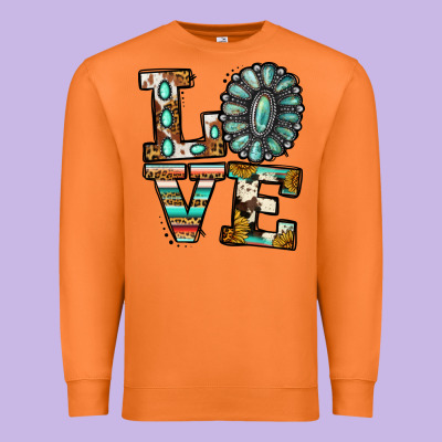Turquoise Serape Love Premium Sweatshirt Designed By Jasminsmagicworld