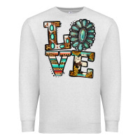 Oatmeal Heather turquoise serape love Premium Sweatshirt - Jasminsmagicworld