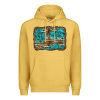 Antique Gold western turquoise stone aztec tiger pattern background Premium Hoodie - Artiststas