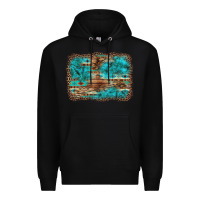 Black western turquoise stone aztec tiger pattern background Premium Hoodie - Artiststas