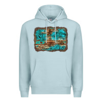 Blue Mist western turquoise stone aztec tiger pattern background Premium Hoodie - Artiststas