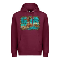 Burgundy western turquoise stone aztec tiger pattern background Premium Hoodie - Artiststas