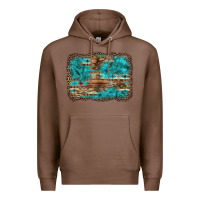 Chestnut western turquoise stone aztec tiger pattern background Premium Hoodie - Artiststas