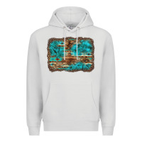 Dove Grey western turquoise stone aztec tiger pattern background Premium Hoodie - Artiststas