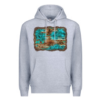 Heather Grey western turquoise stone aztec tiger pattern background Premium Hoodie - Artiststas