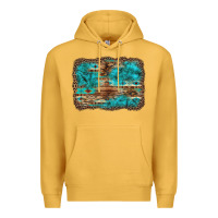 Mustard western turquoise stone aztec tiger pattern background Premium Hoodie - Artiststas