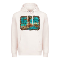 Pale Pink western turquoise stone aztec tiger pattern background Premium Hoodie - Artiststas