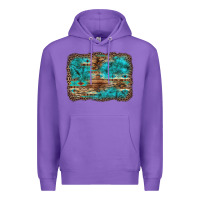 Purple western turquoise stone aztec tiger pattern background Premium Hoodie - Artiststas