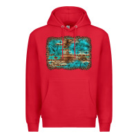 Red western turquoise stone aztec tiger pattern background Premium Hoodie - Artiststas
