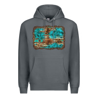 Rock western turquoise stone aztec tiger pattern background Premium Hoodie - Artiststas