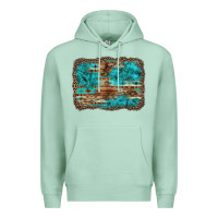 Seafoam western turquoise stone aztec tiger pattern background Premium Hoodie - Artiststas