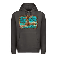 Smoke western turquoise stone aztec tiger pattern background Premium Hoodie - Artiststas