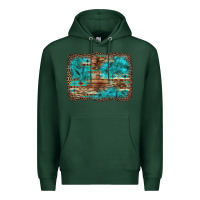 Sports Green western turquoise stone aztec tiger pattern background Premium Hoodie - Artiststas