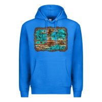 True Royal western turquoise stone aztec tiger pattern background Premium Hoodie - Artiststas