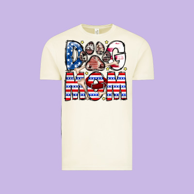 American Dog Mom Vintage Tee Designed By Cowhidedigitalart