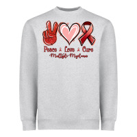 Heather Grey Peace Love Cure Multiple Myeloma Cancer Heavyweight Sweatshirt - Jasminsmagicworld