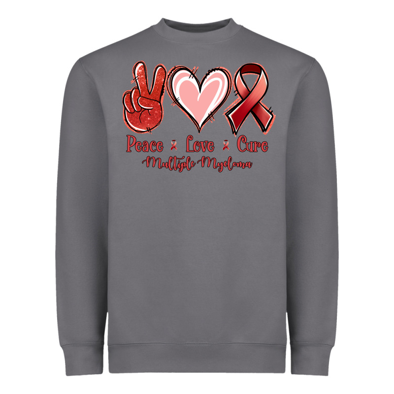 Peace Love Cure Multiple Myeloma Cancer Heavyweight Sweatshirt by Jasminsmagicworld | Teevron