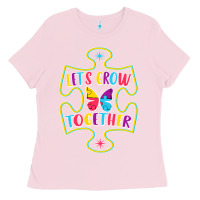Bubblegum Pink Let s Grow Together Ladies Tee - CowhideDigitalArt