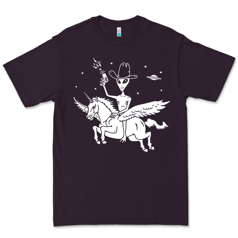Alien Riding Unicorn  Cool Ufo Cowboy Premium Tee by artisFamous | Teevron