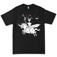 Black alien riding unicorn  cool ufo cowboy Premium Tee - artisFamous