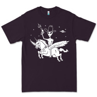 Plum alien riding unicorn  cool ufo cowboy Premium Tee - artisFamous