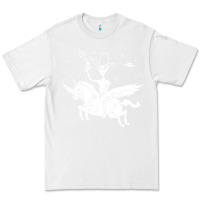 White alien riding unicorn  cool ufo cowboy Premium Tee - artisFamous
