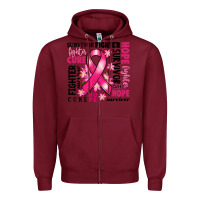Burgundy survivor breast cancer ribbon Zipper Hoodie - RanaPortraitStore