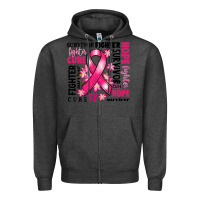 Charcoal Heather survivor breast cancer ribbon Zipper Hoodie - RanaPortraitStore