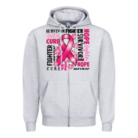 Heather Grey survivor breast cancer ribbon Zipper Hoodie - RanaPortraitStore