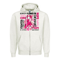 Oatmeal Heather survivor breast cancer ribbon Zipper Hoodie - RanaPortraitStore