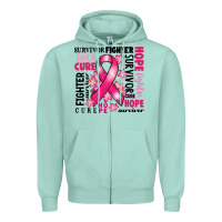 Seafoam survivor breast cancer ribbon Zipper Hoodie - RanaPortraitStore