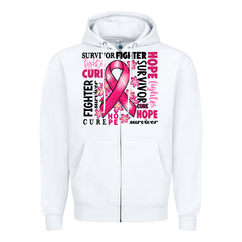 Survivor Breast Cancer Ribbon Zipper Hoodie by RanaPortraitStore | Teevron