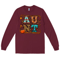 Burgundy Autumn Leopard Aunt Long Sleeve Tee - LillyAllenDesigns