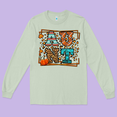 Autumn Leopard Aunt Long Sleeve Tee Designed By Lillyallendesigns