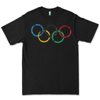 Black OLYMPIC RINGS Premium Tee - artisFamous